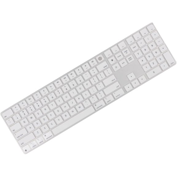 EFFFERTWQL-White Keyboard Cover for 2024 Mac Magic Keyboard with Touch ID and Numeric Keypad A3119 US Layout