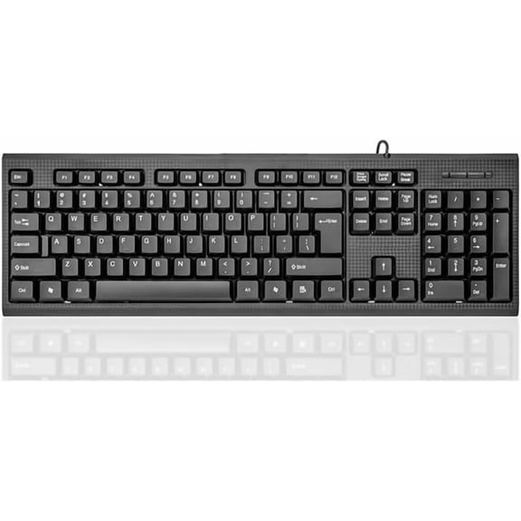 EFFFERTWQL-Wired Computer Keyboard, Plug Play USB, Large Number Pad, LED IndicatorsErgonomic, Foldable Stands,Anti-Wear Letters Full Size Keyboard,for Windows Mac PC Laptop-Black