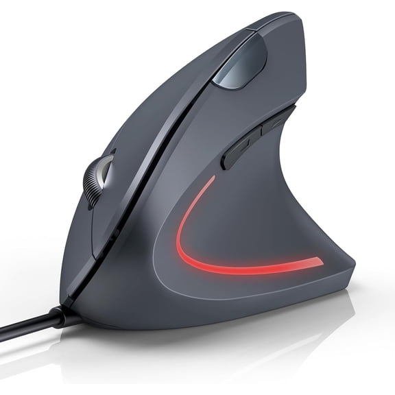 EFFFERTWQL-Wired Mouse, 6400 DPI Ergonomic Mouse 6 Buttons Silent Mice 4 Adjustable DPI Vertical Mouse Compatible with Windows/Chrome/Laptop/Computer