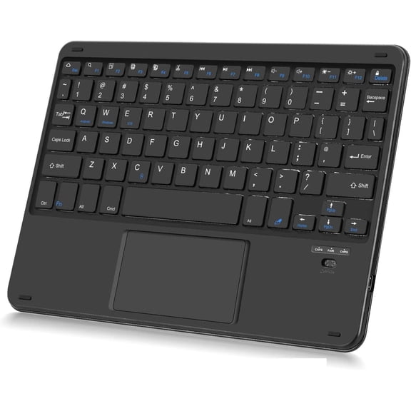 EFFFERTWQL-Wireless Bluetooth Keyboard, Rechargeable Bluetooth Keyboard with Trackpad, Compatible with iPad, Smartphone, Computer, Windows, iOS, Android, Black