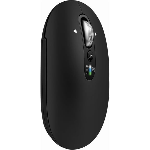 EFFFERTWQL-Wireless Bluetooth Mouse,USB+BT2,Slim Pebble Multi Device Small Travel Mice,Metal 4 Way Super Scrolling, 3000 DPI,8 Buttons,Quiet,Portable,Long Battery for Laptop,Computer,Tablet,Mac,iPa