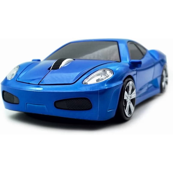 EFFFERTWQL-Wireless Car Mouse, 2.4GHz Optical Gaming Mouse Cool Sport Car Wireless Mouse, DPI 1600, 3D - Blue