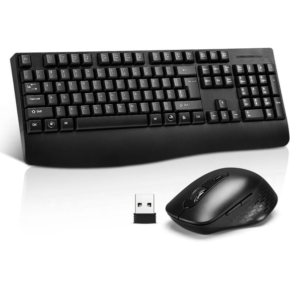 EFFFERTWQL-Wireless Computer Keyboard And Mouse Combo with Palm Rest, Large Number Pad, LED Indicators2.4Ghz Ergonomic, Foldable Stands,Anti-Wear Letters Full Size Keyboard for Windows Mac PC Laptop-