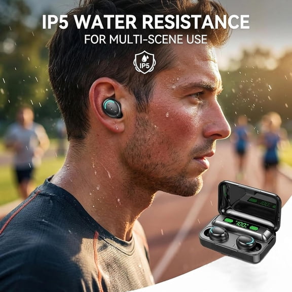EFFFERTWQL-Wireless Earbuds, Bluetooth 5.3 Headphones, Touch Control Noise Cancellation, HiFi Stereo with LED Display Charging Case, Suitable for Fitness/Running/Work
