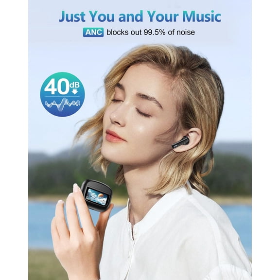 EFFFERTWQL-Wireless Earbuds Bluetooth Headphones, Ear Buds with Touch Screen, ANC ENC Noise Cancelling Transparency Mode, 40H Stereo Deep Bass, IPX7 Waterproof, Clear Calls, 5 EQ for iOS Android, Coa
