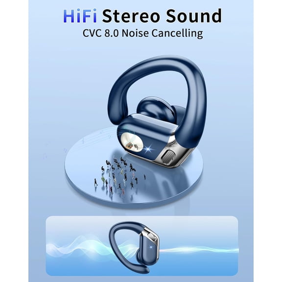 EFFFERTWQL-Wireless Earbuds Sport with Earhooks, 2026 Bluetooth 5.4 Headphones with 4 ENC Noise Canceling Mics, 50H Stereo Earphones for Running/Gym/Workout, IP7 Waterproof Over Ear Buds for Android/