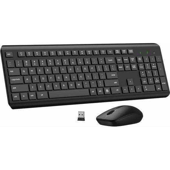EFFFERTWQL-Wireless Keyboard and Mouse Combo, Full Size Silent Ergonomic Keyboard and Mouse, Long Battery Life, Optical Mouse, 2.4G Lag-Free Cordless Mice Keyboard for Computer, Mac, Laptop, PC, Wind