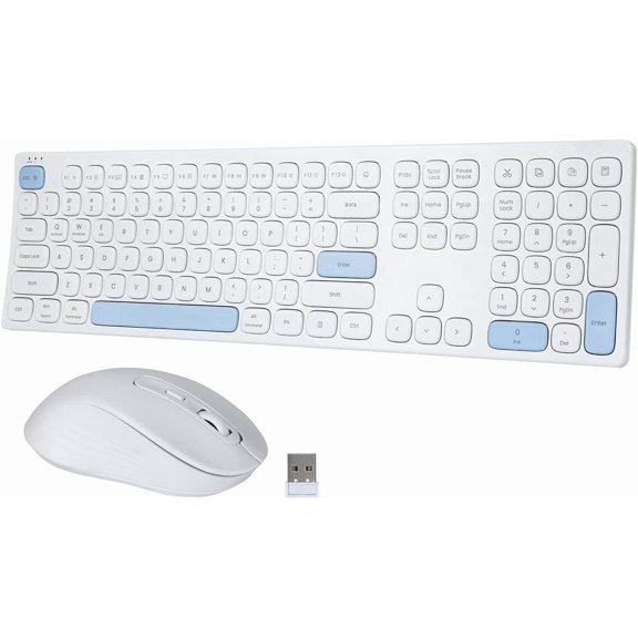 EFFFERTWQL-Wireless Keyboard and Mouse Combo, 2.4G Lag-Free Cordless Full Size Quiet Keyboard for Computer, Mac, PC, Windows
