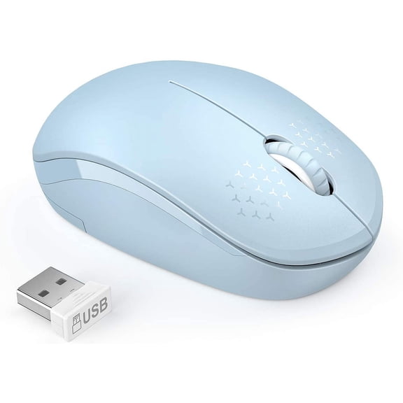 EFFFERTWQL-Wireless Mouse, 2.4G Noiseless Mouse with USB Receiver - Portable Computer Mice for PC, Tablet, Laptop with Windows System (Light Blue)