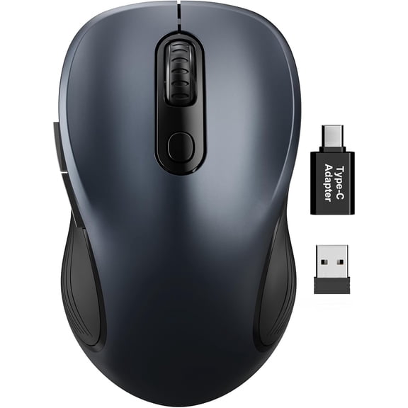 EFFFERTWQL-Wireless Mouse for Laptop, 2.4GHz Ergonomic Computer Mouse with Back & Forward Buttons, 3 Adjustable DPI Levels, 6 Buttons, Optical USB Cordless Mice for Windows PC, M01 (Space Gray)