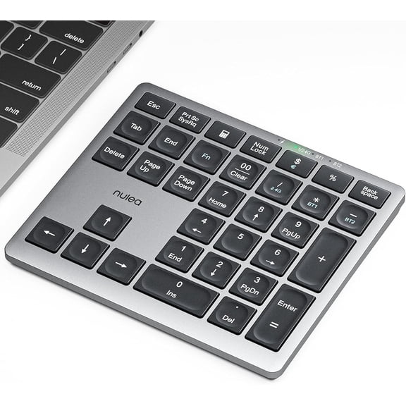 EFFFERTWQL-Wireless Number Pad Bluetooth 5.0 & 2.4G Portable Numeric Keyboard, USB-C Rechargeable, 34-Keys Bluetooth Keyboard for Data Entry, Compatible for Laptop, Mac, iMac, Tablet, PC Desktop