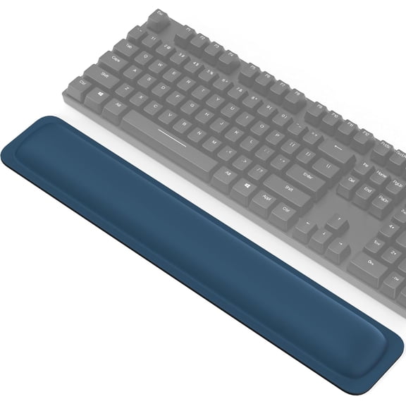 EFFFERTWQL-Wrist Rest for Computer Keyboard, Thicken Memory Foam Wrist Support Pad for Keyboard, Ergonomic Palm Rest for Pain Relief, Anti-Slip Rubber Base, 17x3.3 in, 1 inch (25mm), Blue
