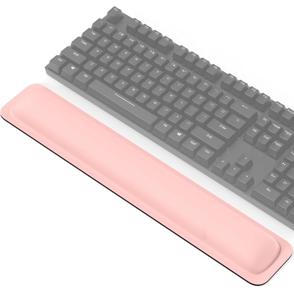 EFFFERTWQL-Wrist Rest for Computer Keyboard, Thicken Memory Foam Wrist Support Pad for Keyboard, Ergonomic Palm Rest for Pain Relief, Anti-Slip Rubber Base, 17x3.3 in, 1 inch (25mm), Pink