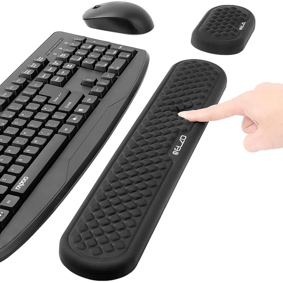 EFFFERTWQL-Wrist Rest for Keyboard and Mouse, Soft Memory Foam Wrist Support, Computer Ergonomic Wrist Support Pad, Non-Slip Wrist Rest for Computer Keyboard, Made Easy Typing & Relieve Wrist Pain(Bl
