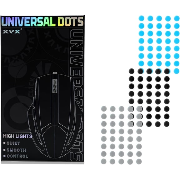 EFFFERTWQL-XVX 120 PCS Mouse Skates, 6.5mm Dot Mouse Feet for Glass Mousepads & All Mousepads, 3 Sliding Modes (Black/Gray/White 40 Each), 0.9mm Thick, Compatible with 99% Gaming Mice