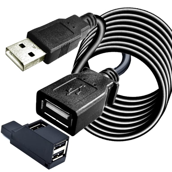 EFFFERTWQL-YOTETION 25FT USB 2.0 Extension Cable with Hub, USB A Male to Female, Compatible with USB Flash Drive/Hard Drive, Mouse, Keyboard, Printer, Scanner, Webcam, USB Hub