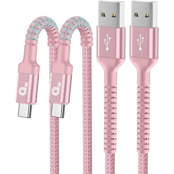 EFFFERTWQL-iPhone 16 USB C Cable Fast Charging [2 Pack, 6FT], USB A to USB C Charger Cord, Upgraded Extra Durable Braided USBC Cable Compatible with iPhone 17 16 15 Pro Max, LG and More-Pink