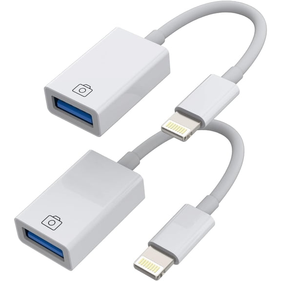 EFFFERTWQL-iPhone OTG Adapter(2Pack)lightning male to USB Female Converter Data Sync dongle for 14 13 12 11 pro max 7 8 plus ipad Camera Card Reader USB Flash Drive Mouse Keyboard Hub MIDI Piano Conn