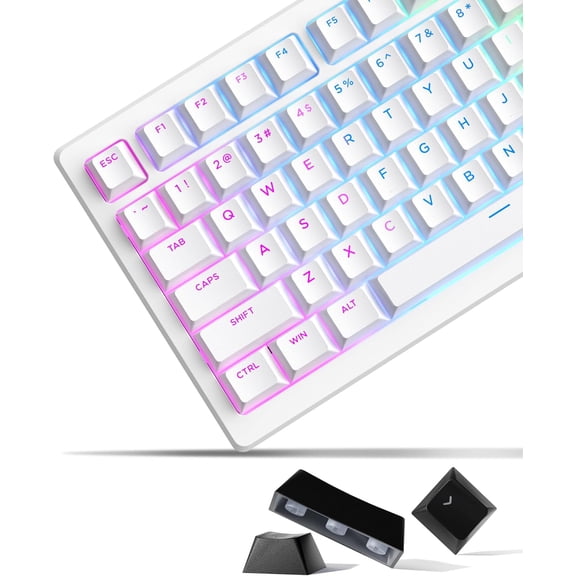 EFFFERTWQL-x XVX Doubleshot PBT Keycaps for Mechanical Keyboards - Shine Through Keycaps, Full 131 Key Set, OEM Profile, Backlit - White