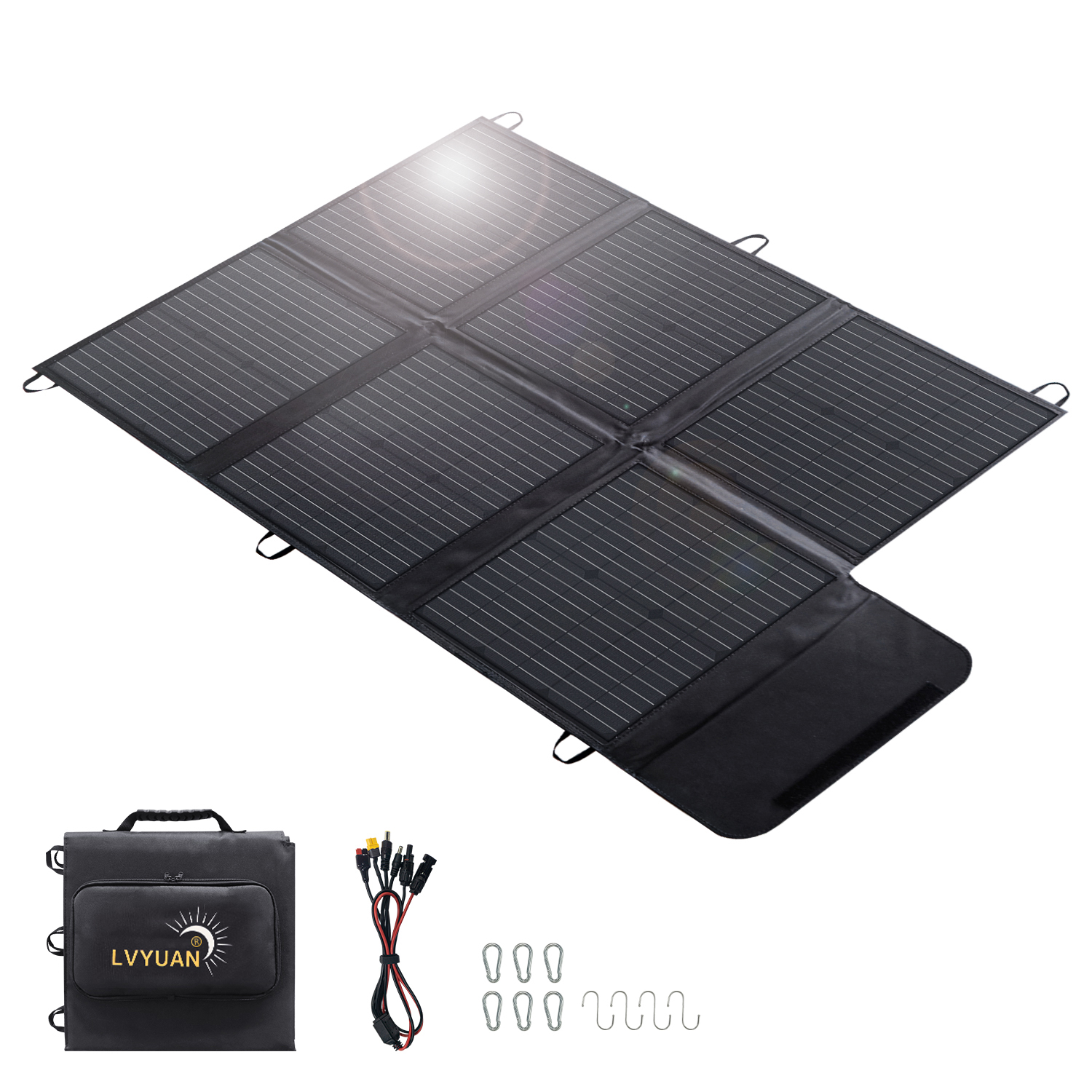 EFFORTWAY 120W Portable Solar Panel for Power Stations, Foldable Solar Charger IP67 Waterproof 23% Efficiency Monocrystalline Solar Panel Kit for RV, Camping, Home, Off-Grid, Emergencias