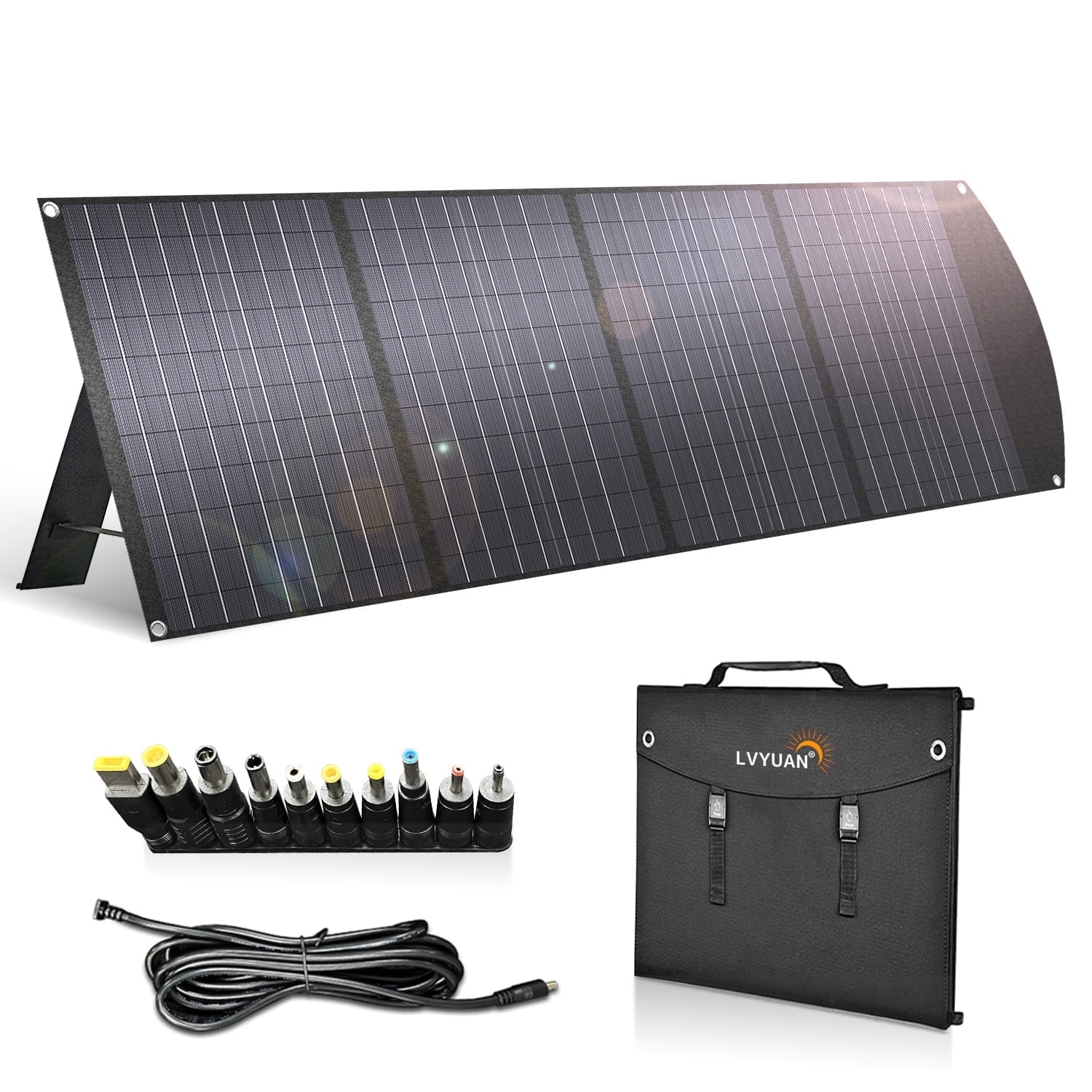 EFFORTWAY 120W Portable Solar Panel Foldable Solar Panel Charger with Adjustable Kickstands Waterproof IP67 for Camping, Home, RV, Boat, Outdoor, Power Station, off Grid System