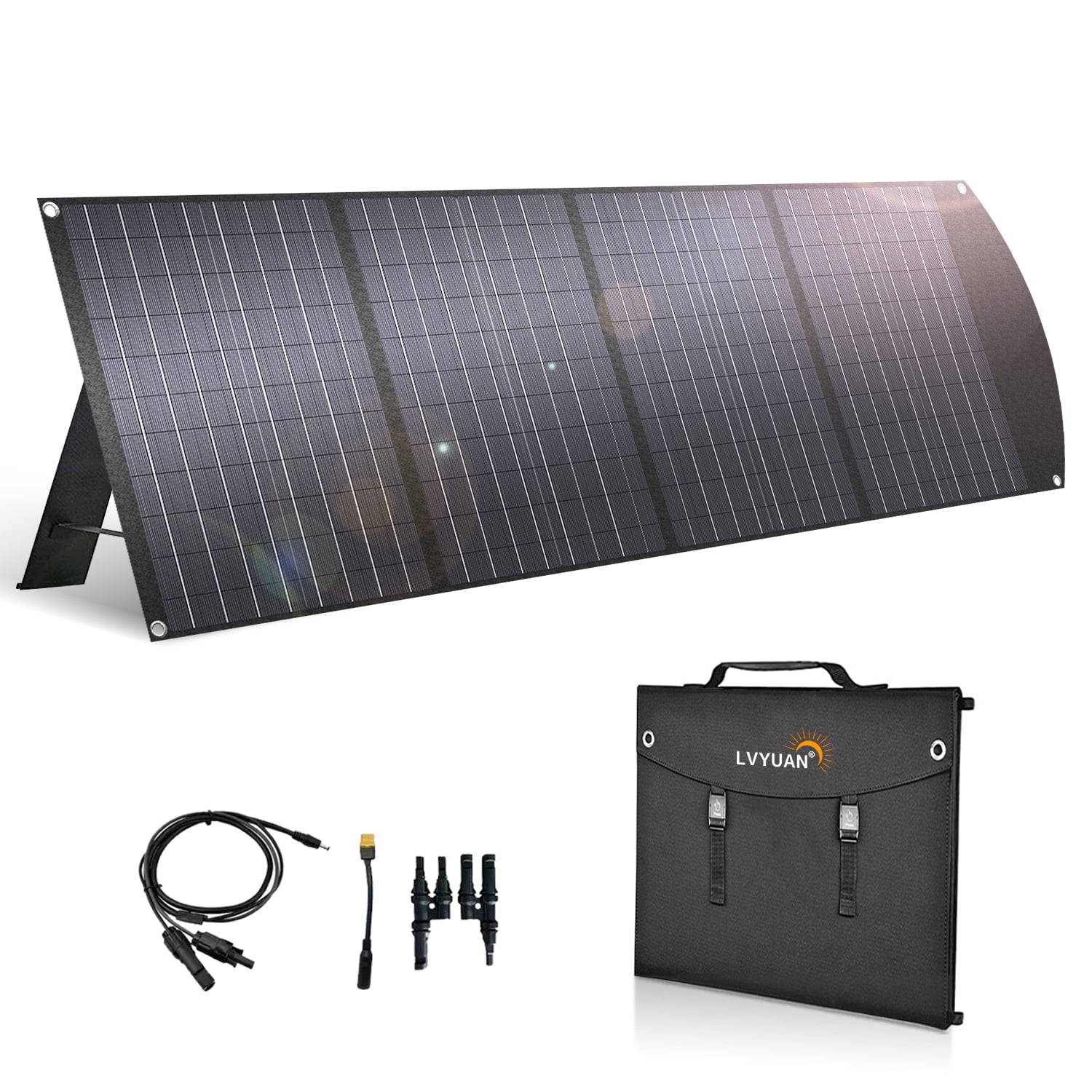 EFFORTWAY 400W Portable Solar Panel Foldable Solar Panel Charger with Adjustable Kickstands Waterproof IP67 for Camping, Home, RV, Boat, Outdoor, Power Station, off Grid System