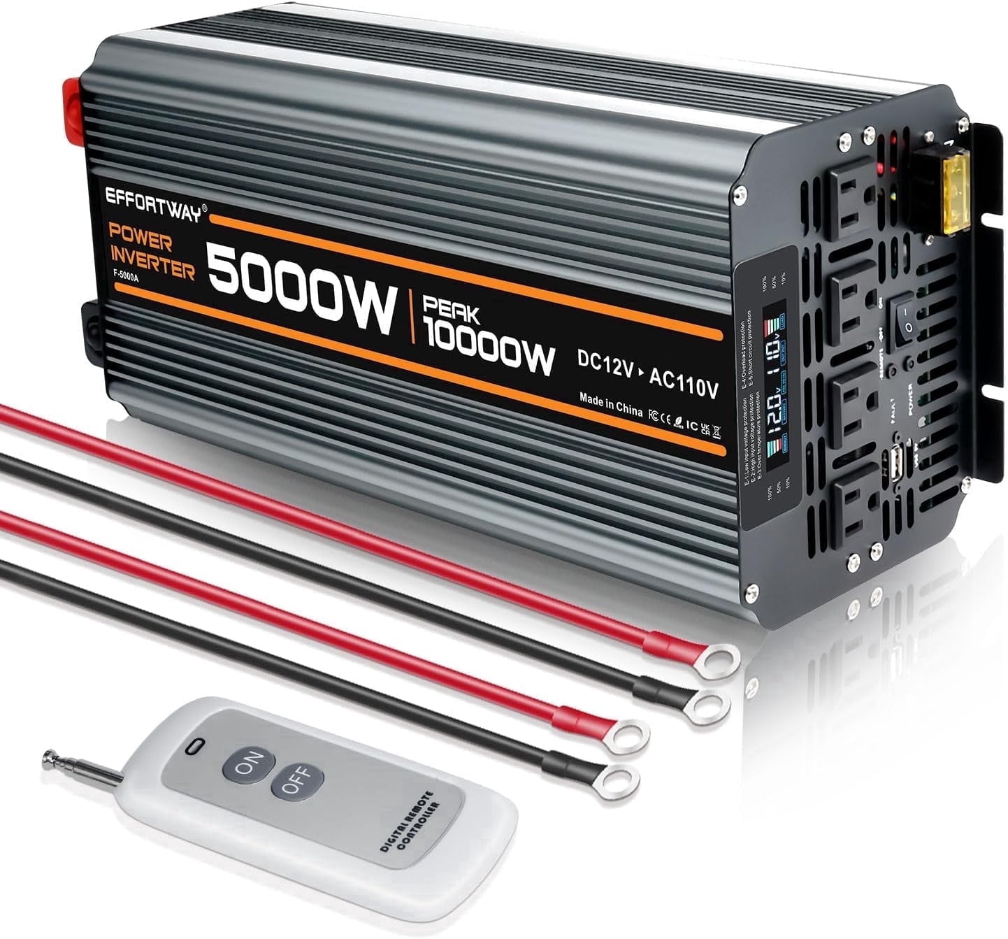 Flash Power Inverter EFFORTWAY 5000W 10000W Power Inverter DC 12V to AC 110V Modified Sine ...