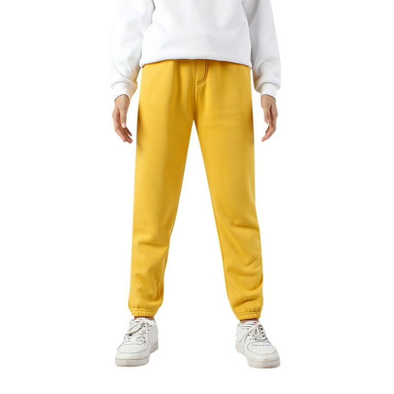 EFGYYF Boys Size 6 Sweatpants Boys Girls Active Pants Jogger Sweatpants With Pockets Kids Trousers Casual Solid Pants Yellow 5 6 Years
