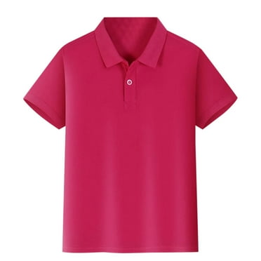 EFGYYF Girl Short Sleeve Polo: School Kids Button Up Casual Breathable Tops Hot Pink,10-12 Years