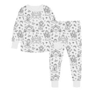 EFGYYF Kid DIY Hand Painted Homewear Set Colouring Pajama Sets For Boy And Girl Can Play With And Wear Khaki，7-8 Years