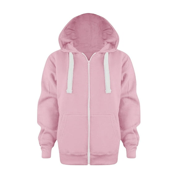 EFGYYF Kids Zip Up Hoodie, Boys Girls Full Zipper Hooded Sweatshirt Lightweight Casual Jacket Plain Pullover Sweater Tops Z0826-Pink,7-8 Years