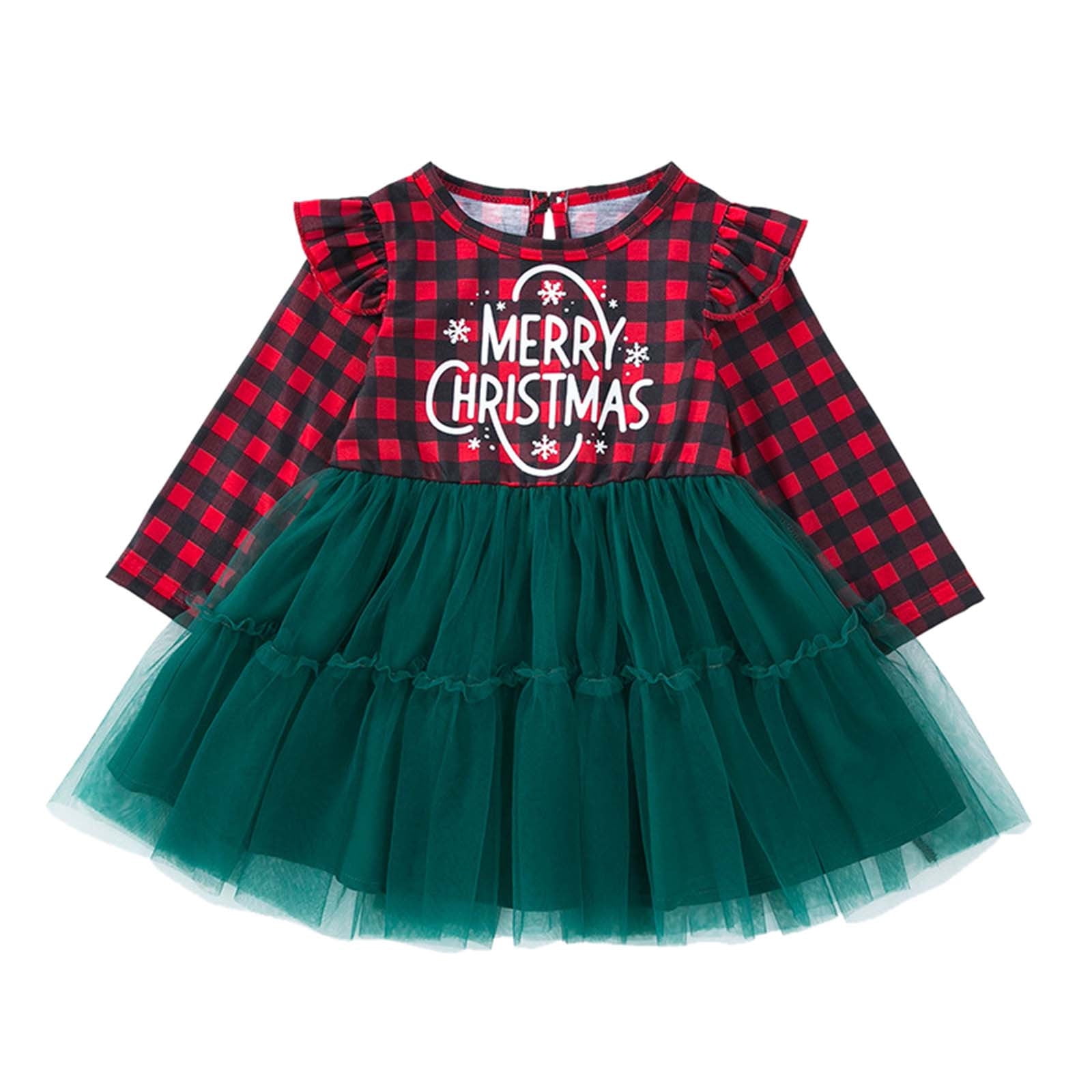 EFGYYF Vestidos Para Niñas And Toddler Girls Letter Printed Christmas