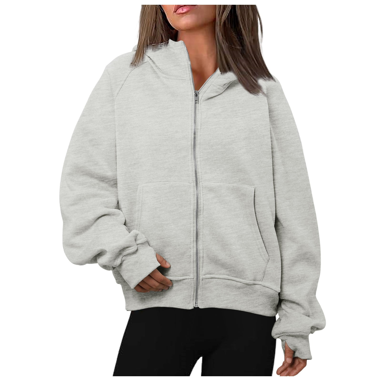 EFGYYF Womens Zip Up Cropped Hoodies Oversized Sweatshirts Full Zip