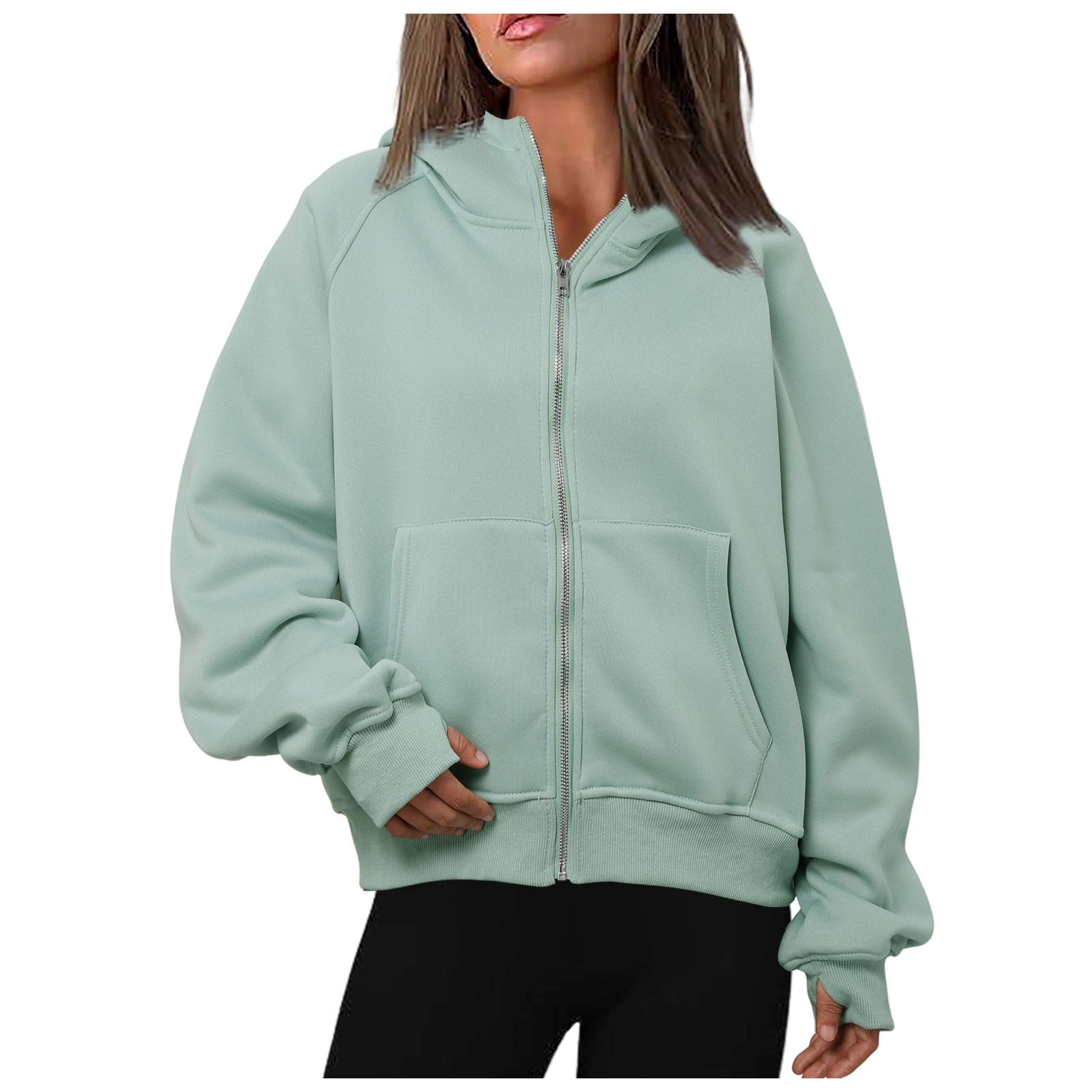 EFGYYF Womens Zip Up Cropped Hoodies Oversized Sweatshirts Full Zip