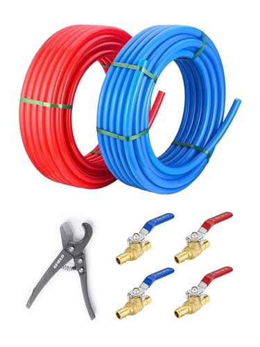 EFIELD 2-Pack 1/2 Inch Pex Crimp Shut Off Brass Ball Valves With Drop Ear – Red & Blue Levers 2 thumbnail image