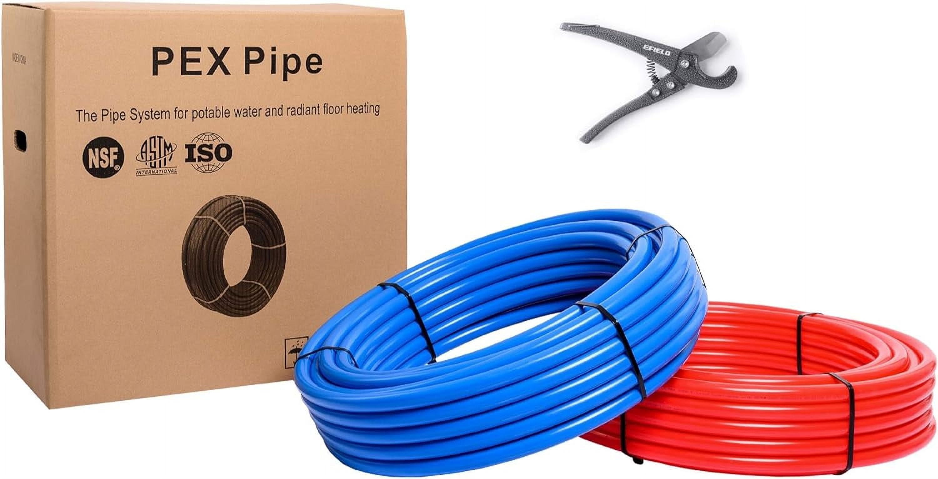EFIELD 1/2 inch 2 x100 ft Pexb Pipe/Tubing (NSF Certified) Blue & Red