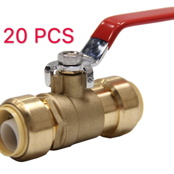 EFIELD 20 PCS 3/4" PUSH FIT BRASS BALL VALVES FULL PORT WITH CLIP, LEAD FREE