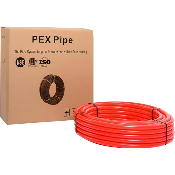 EFIELD Pex Piping Red Color in 3/4 inch - 100 ft Length for Potable Water - Non-Oxygen Barrier Piping for Hot/Cold Water - Plumbing and Heating Applications - Flexible for Easy Install or Repair