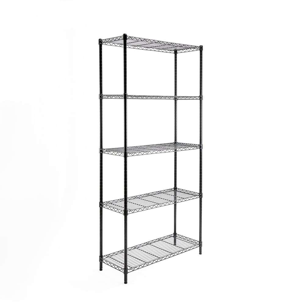 Adjustable Black Carbon Steel 5-Shelf Storage Unit