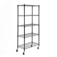 thumbnail image 1 of EFINE 5-Shelf Shelving Units and Storage on 3'' Wheels, Adjustable Heavy Duty Carbon Steel Wire Shelving Unit for Garage, Kitchen, Office (30L x 14W x 63.7H), 1 of 2