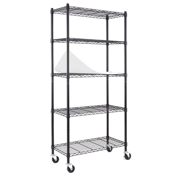 EFINE 5-Shelf Shelving Units and Storage on 3'' Wheels with Shelf Liners Set of 5