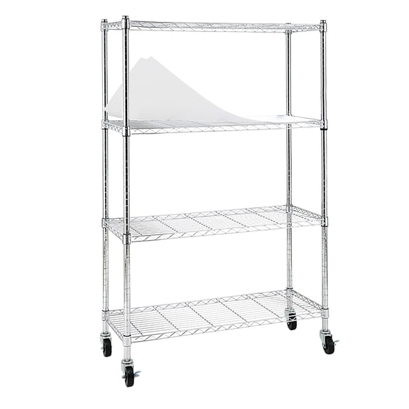 EFINE Chrome 4-Shelf Shelving Units and Storage on 3'' Wheels with 4-Shelf Liners