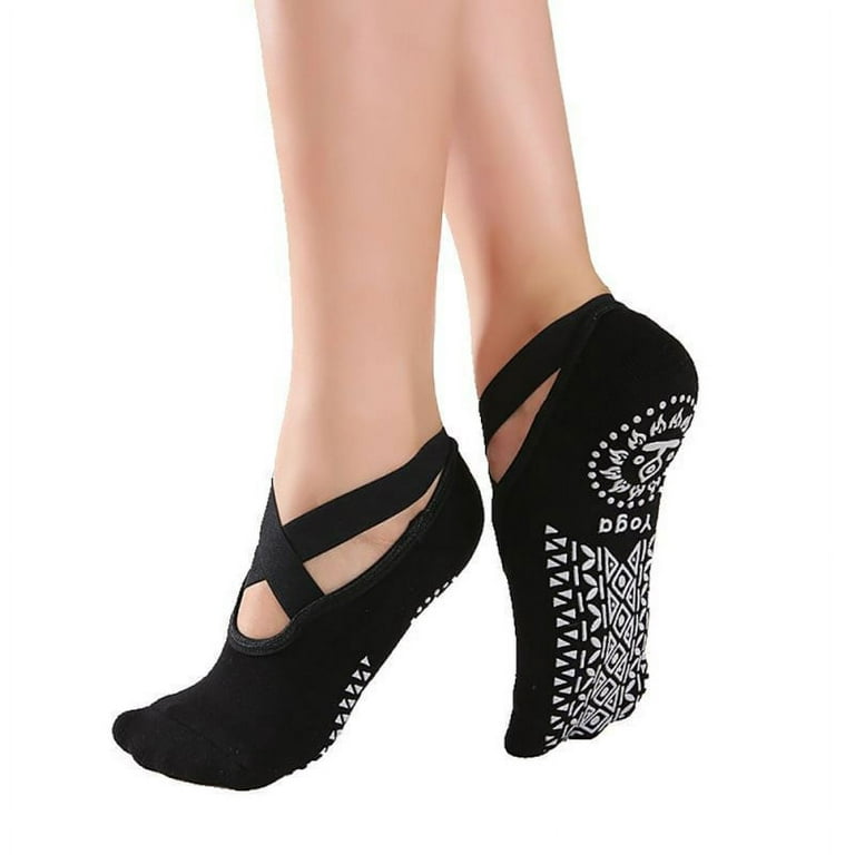 EFINNY 1 pair Women Yoga Socks Anti Slip Bandage Sports Ladies Girls Ballet  Socks Dance Sock Slippers 