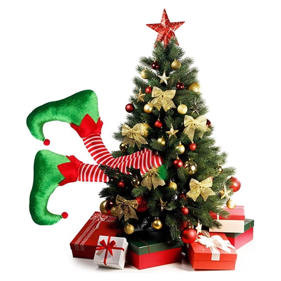 EFINNY 16" Christmas Elf Stuffed Legs Stuck Tree Topper Decorations -Xmas Holiday Indoor Outdoor Decor Party Ornaments and Decorations