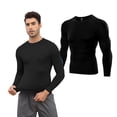 thumbnail image 1 of EFINNY 2 Pack Men's Quick Dry Sports Shirt Long Sleeve Athletic Compression Sports Tops Under Base Layer Tights T-Shirt,US Size 2XL, 1 of 8