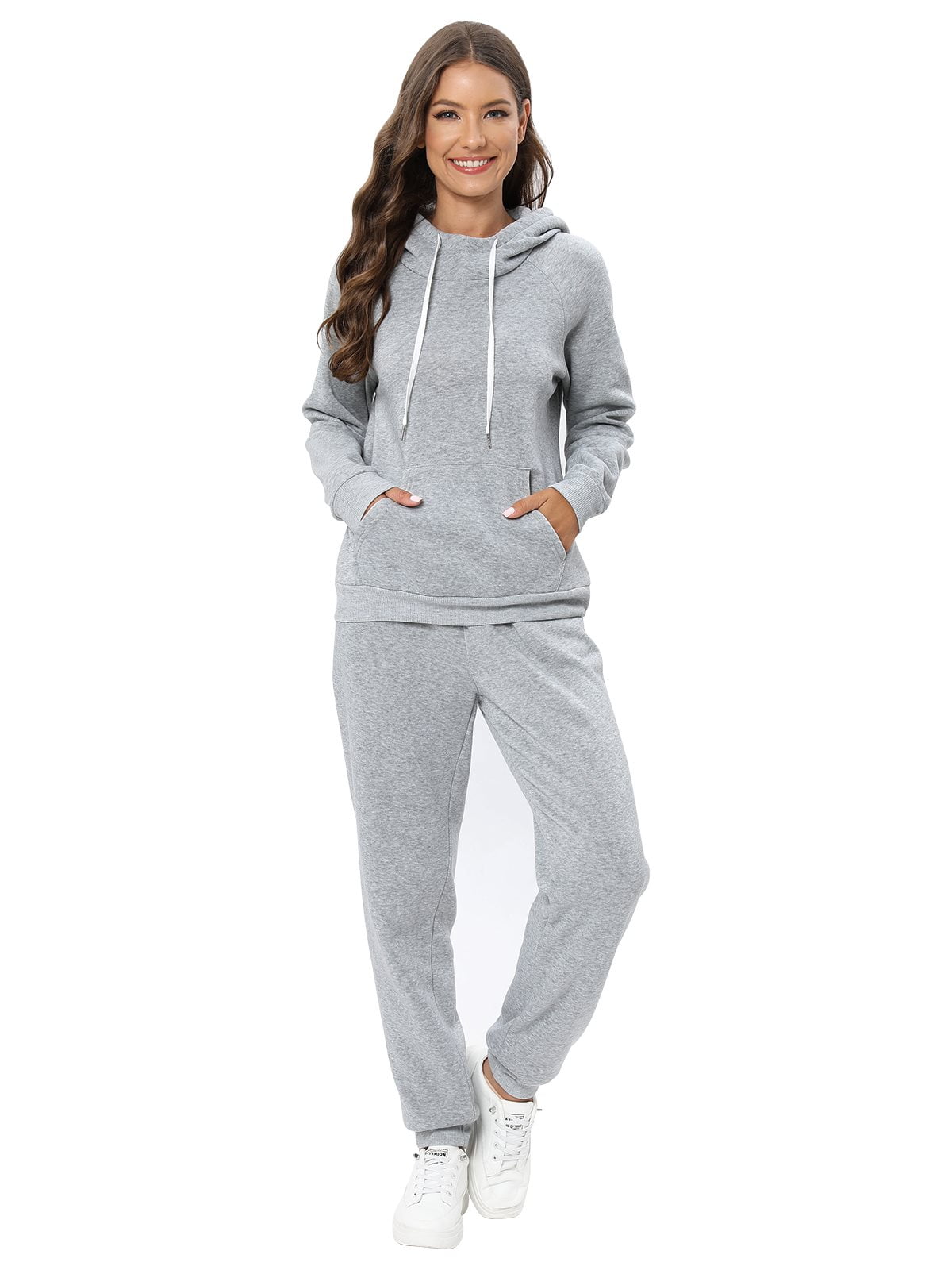 Grey set of sweatshirt and jogging pants with adjustable waist | Coolclub