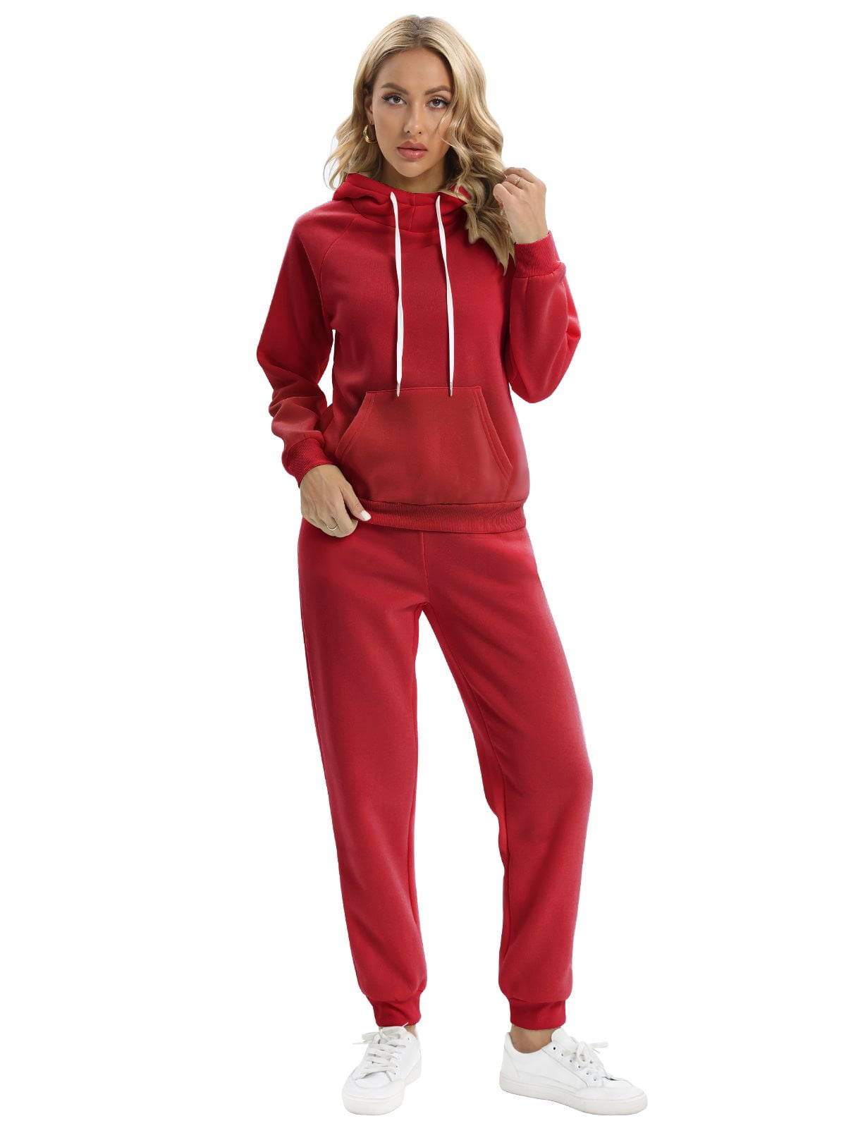 EFINNY (2022 Upgrade) 2Pcs Women Girls Hoodies Sweatshirt + Pants Sets  Casual Tracksuit Jogging Gym Sport Wear Suit 