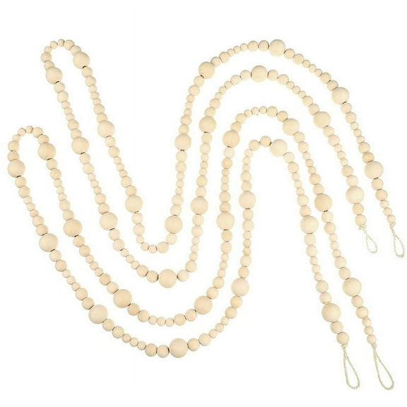 EFINNY 2PCS Nordic Creative Wood Bead Garland Farmhouse Rustic Country Farmhouse Ornament Boho Decorations Woven Wall Hanging