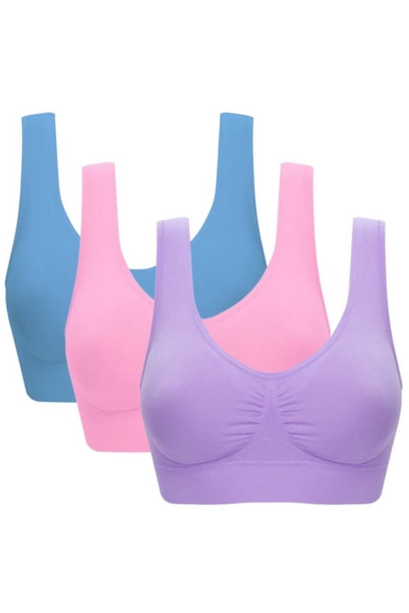 3 Pack Women Underwear Sport Yoga Bras Outdoor Seamless Bra Fitness Tops,S-3XL