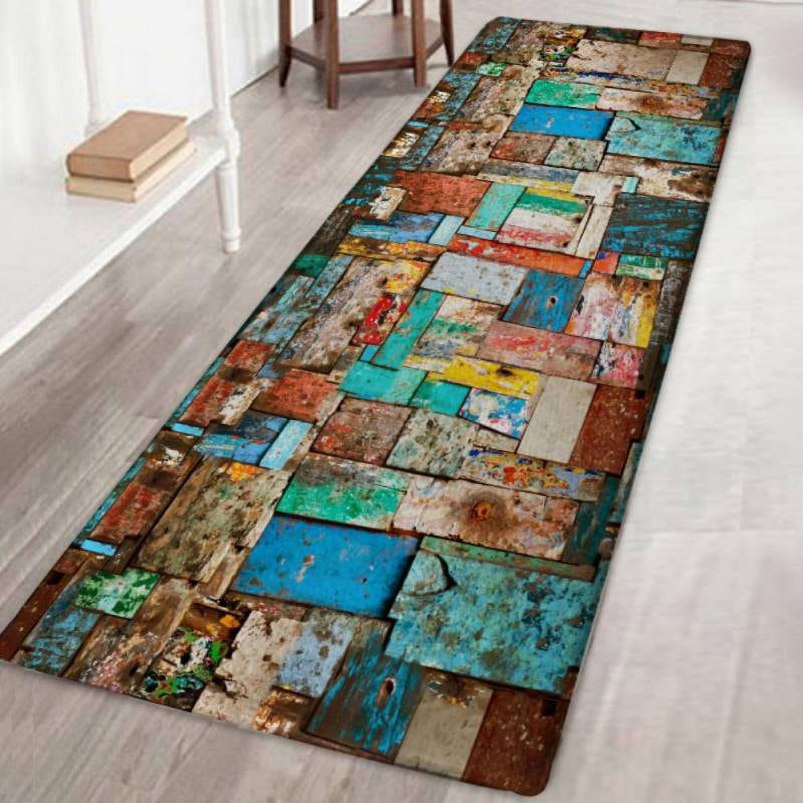 EFINNY 3D Printed Flannel Bath Mat Runners Non Slip Bathroom Rugs Soft and Washable Long Floor ...